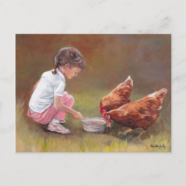 Cena de pollo Postales de arte original (Anverso)