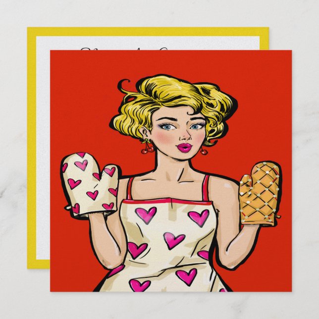 Cena de Pop Art / Invitación a eventos de cocina (Anverso / Reverso)