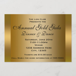 Cena del evento Gold Shiny Ticket Invitación elega