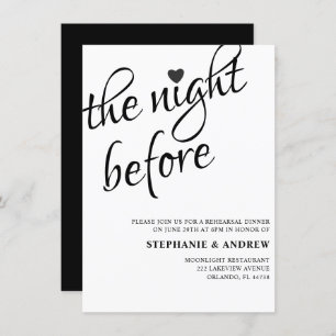 Cena ensayada Invitación a la boda blanca y negra