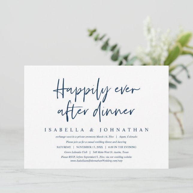 Cena Felices Para Siempre, Invitación de Boda Fuga (Anverso de pie)