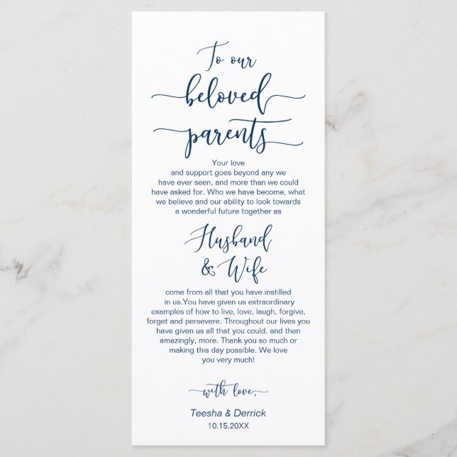 Cena, Gracias Azul Marina, Tarjeta (Anverso)