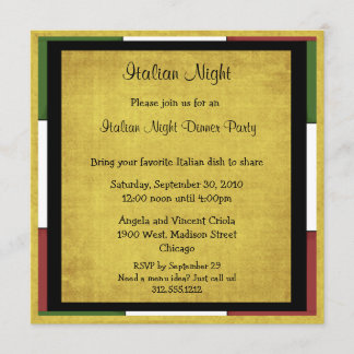 Cena italiana Invitación a cena tamaño cuadrado