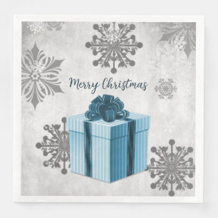 Cena Los Navidades azules dan la servilleta de papel de