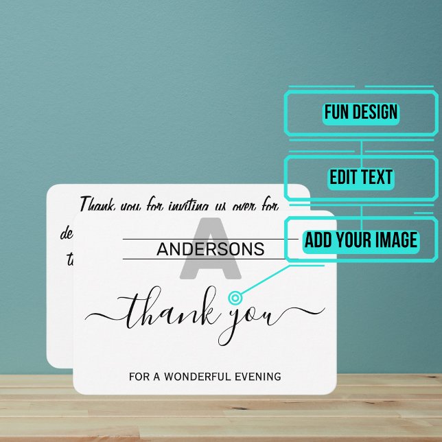 Cena maravillosa Tarjeta de agradecimiento (After enjoying excellent hospitality from your friends it is a must to send the host a thank you.)