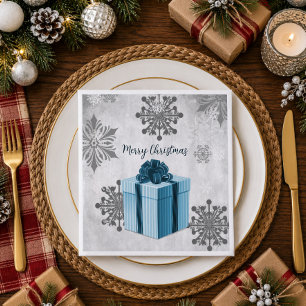 Cena Papel Servilleta de Navidad Azul Regalo de Fiesta
