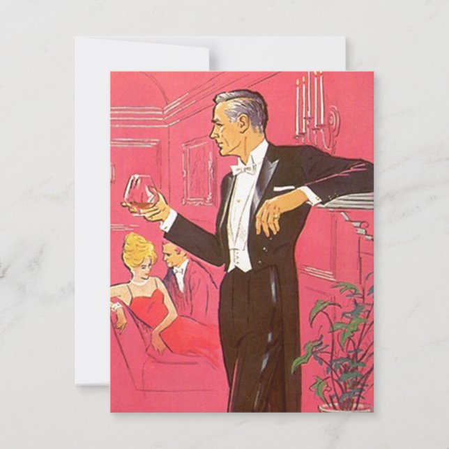 Cena retra de la invitación de la barra del cóctel (Anverso)