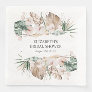 Cena Servilleta de papel Boho Orquídea Tropical y Monst