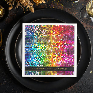 Cena Servilleta de papel con lentejuelas brillantes y c