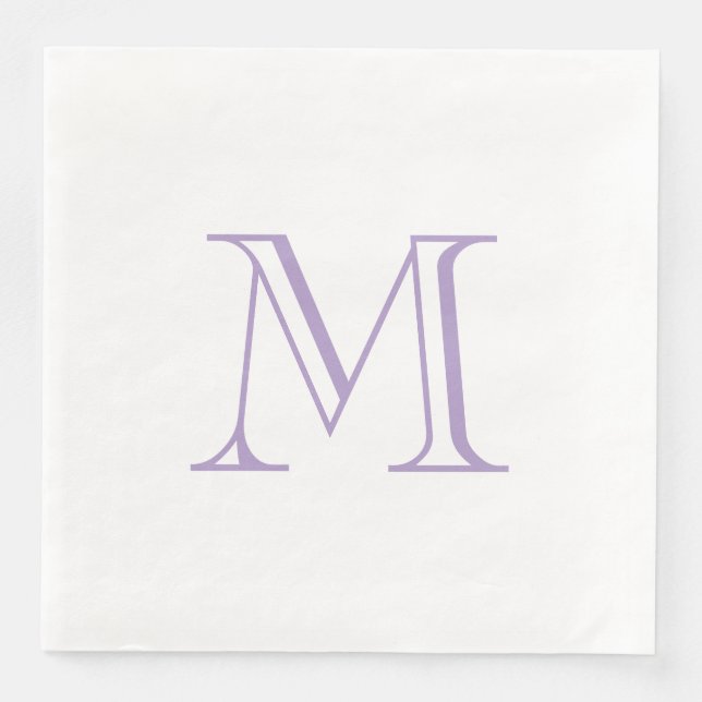 Cena Servilleta de papel con monograma de lavanda simpl (Anverso)