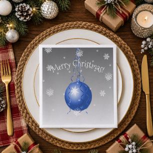 Cena Servilleta de papel de adorno de Navidad azul eleg