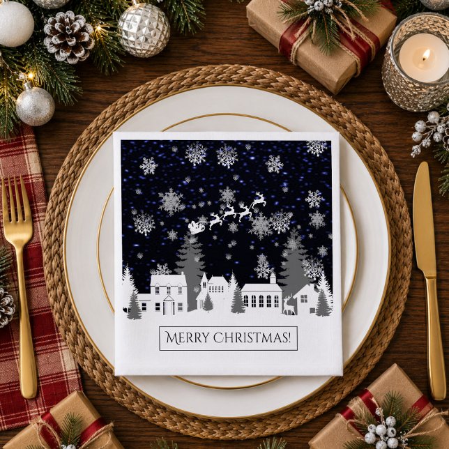 Cena Servilleta de papel de aldea navideña (Christmas Village Paper Napkins)