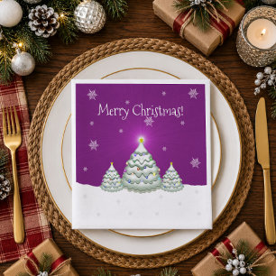Cena Servilleta de papel de árbol de Navidad nevado mag