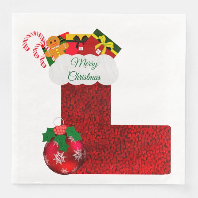 Cena Servilleta de papel de calcetín de Navidad (Anverso)