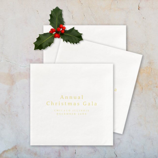 Cena Servilleta de papel elegante con texto personaliza (Elegant Gold White Custom Text Paper Napkin (multiple shown))
