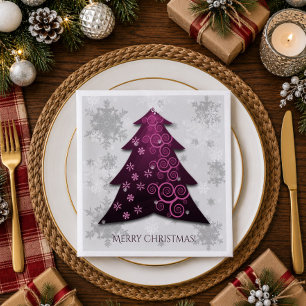 Cena Servilleta de papel Magenta Festivo Árbol de Navid