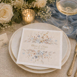 Cena Servilleta de papel para boda botánica azul polvor