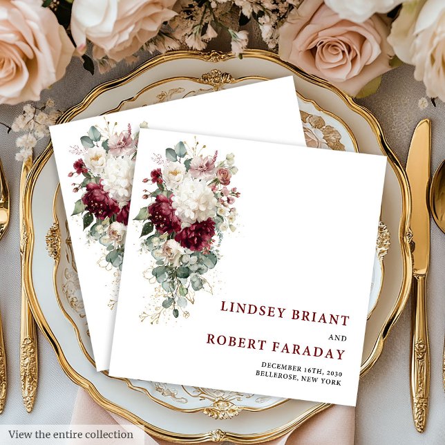 Cena Servilleta de papel para boda Rosa Dorada Boho Rom (Romantic Boho Blush Gold Rose Wedding Paper Napkin)