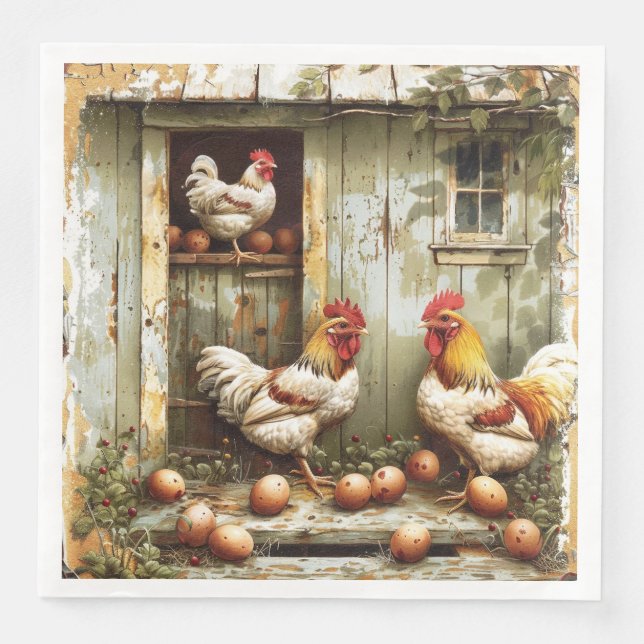 Cena Servilleta de papel Rustic Roost (Anverso)