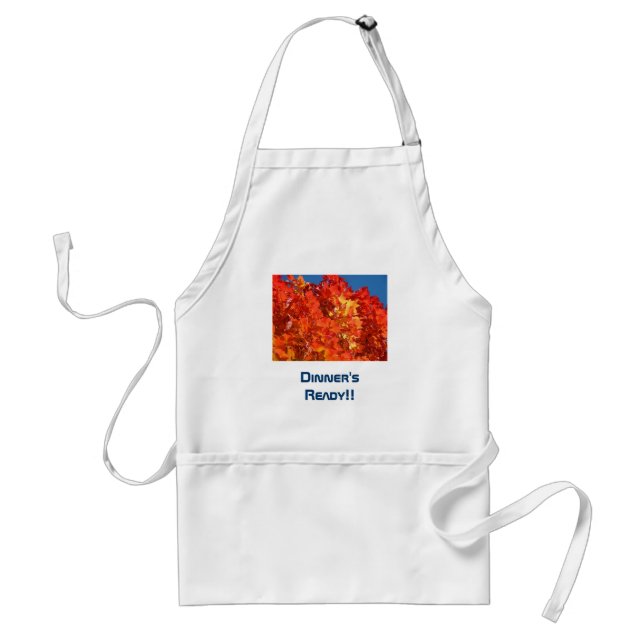 ¡Cenas listas! delantales Naranja Hojas de Otoño (Frente)