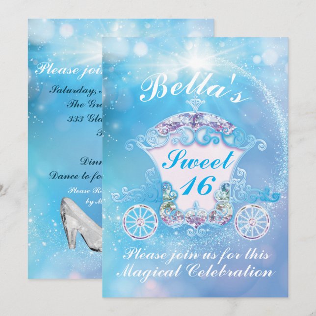 Cenicienta dulce 16 invitaciones a fiesta de cumpl (Anverso / Reverso)