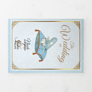 Cenicienta Elegante Programa de Boda Azul Trifold