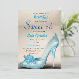 Cenicienta Glass Slipper Sweet 16 Invitaciones