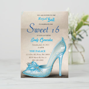 Cenicienta Glass Slipper Sweet 16 Invitaciones