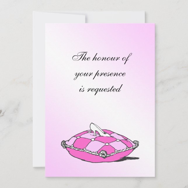 Cenicienta Slipper Invitación a la boda de almohad (Anverso)