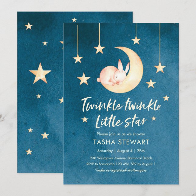 Centelleo de la invitación el | de Baby Shower (Anverso / Reverso)