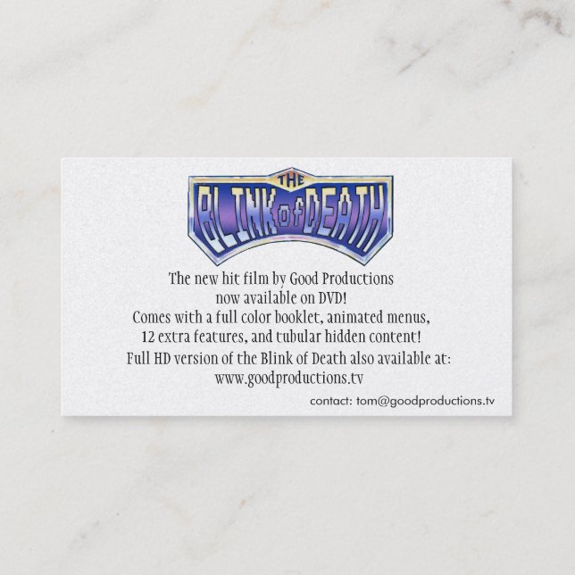 Centelleo de la tarjeta del DVD de la muerte (Reverso)