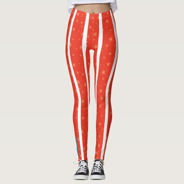 Center Ring: Red and White Star-Striped Leggings (Anverso)