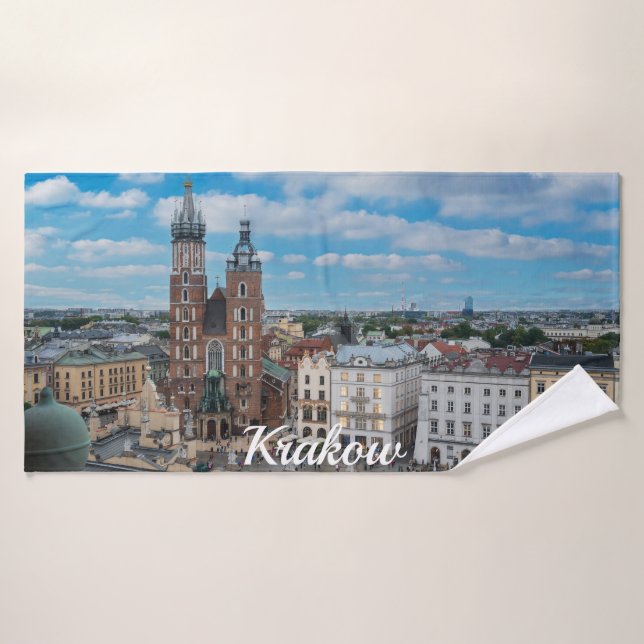 Centro de Cracovia desde arriba en Polonia (Toalla de baño)