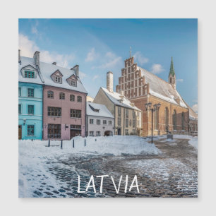 Centro de invierno nevado en Riga, Letonia Magnet