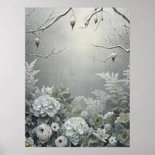 Centro de mesa de arte floral de Hortensia Blanca
