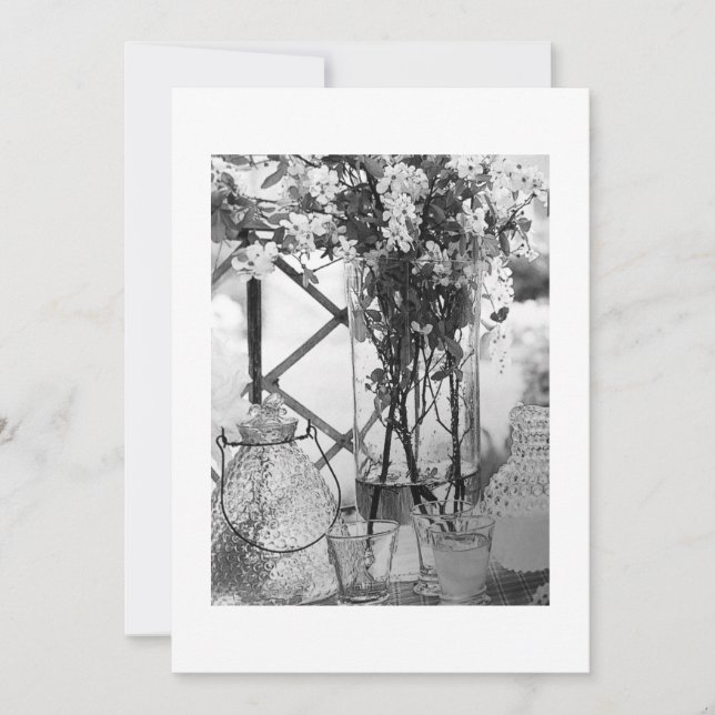 "CENTRO DE MESA DE BODAS" INVITACIÓN NEGRO/BLANCO (Anverso)