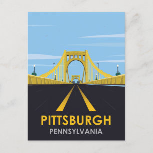 Centro de Pittsburgh, postal de viaje de la vieja 