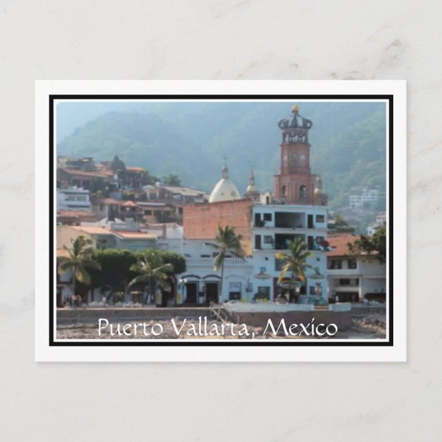 centro de Puerto Vallarta con postal fronteriza (Anverso)