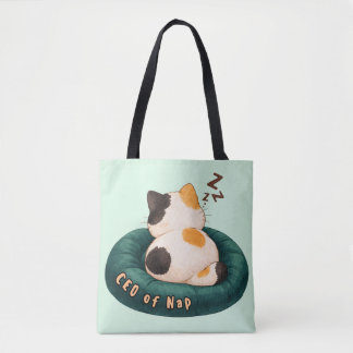 "CEO de la siesta" Bolsa de mano con gato durmiend