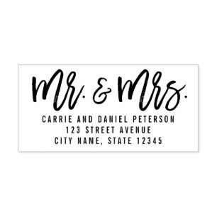 Cepillado Sr. y Sra. Sello de caucho personalizado