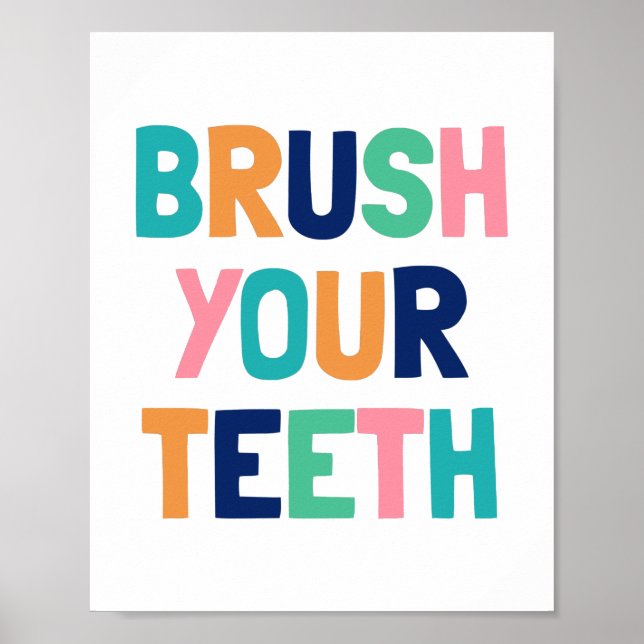 Cepíllate los dientes, decoración de baño infantil (Frente)