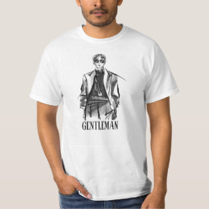 Cepillo blanco negro ilustrado Caballero camiseta