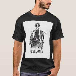 Cepillo blanco negro ilustrado Caballero camiseta