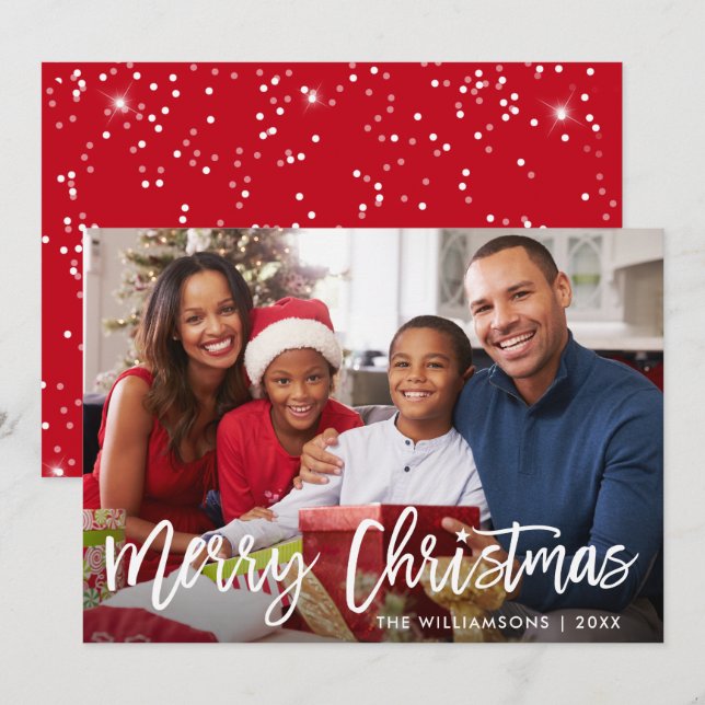 Cepillo Guión Estrella Feliz Navidad Foto Tarjeta  (Anverso / Reverso)