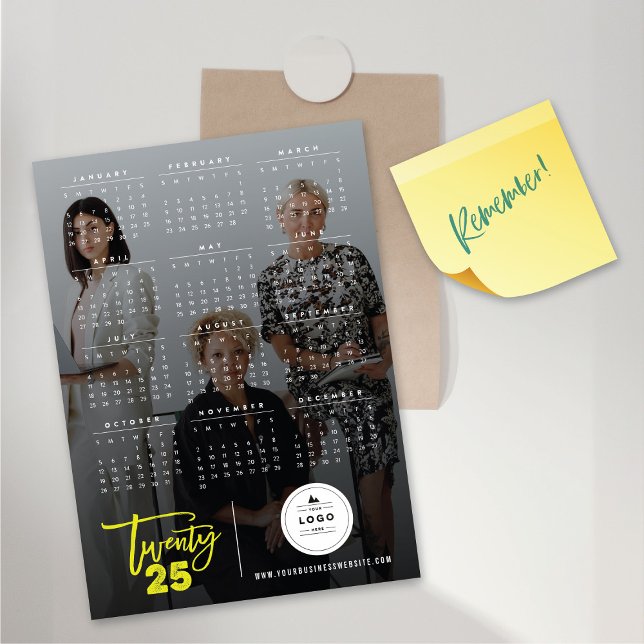 Cepillo moderno 2025 Calendario Foto Tarjeta magné (Modern Brush 2025 Calendar Photo Magnetic Card @ fat_fa_tin)