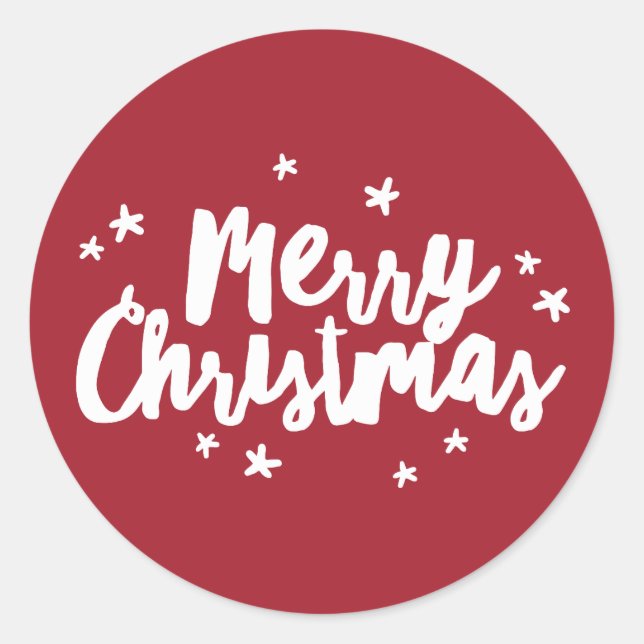 Cepillo moderno Feliz Pegatina de Navidad (Anverso)