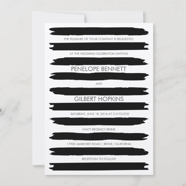 Cepillo moderno provoca la invitación a la boda (Anverso)