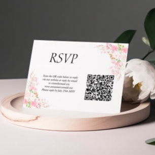 Cepillo rosado Código QR Boda Tarjeta RSVP