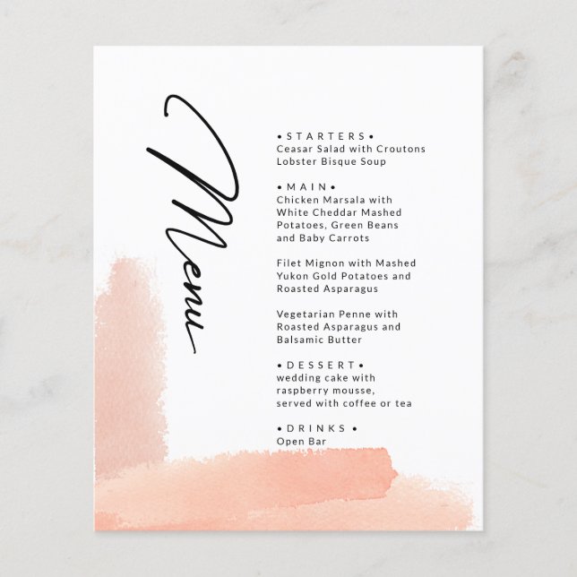 Cepillos De Cepillo Rosado. Menú boda moderno y se (Anverso)