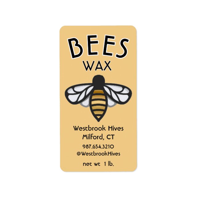 Cera de abeja con etiqueta amarilla de cera de abe (Frente)